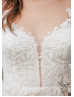 Long Sleeves Ivory Lace Tulle Sweet Wedding Dress